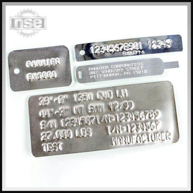 Embossed Metal Tags for Industrial Product ID and Tracking